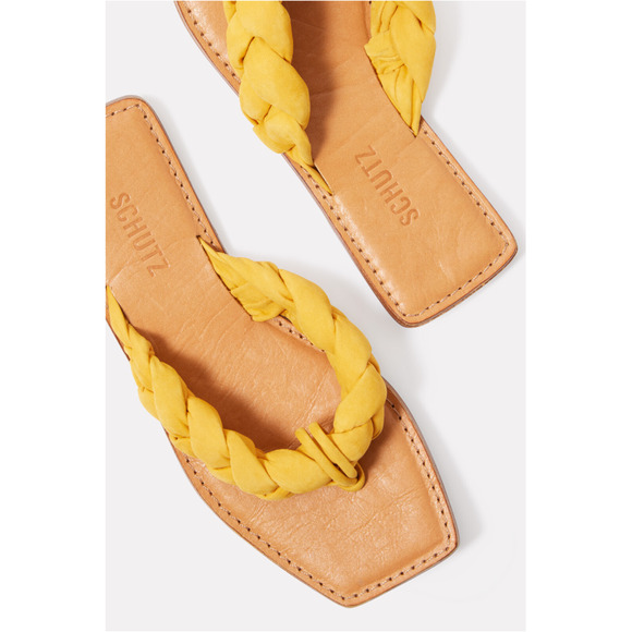 SCHUTZ Evereve New in Box Cicely Braided Flat Sandal in Marigold Yellow // 10 - Picture 2 of 10